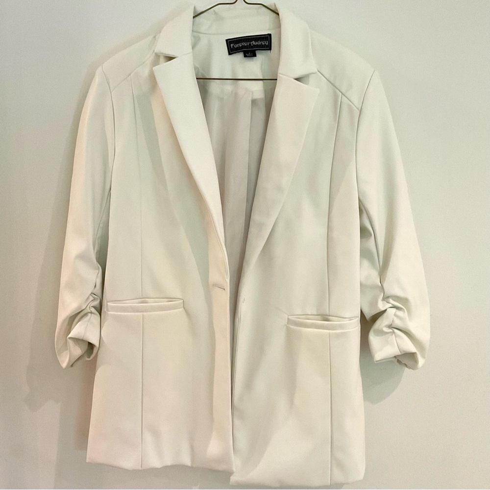 Forever Audrey Faux Leather Blazer